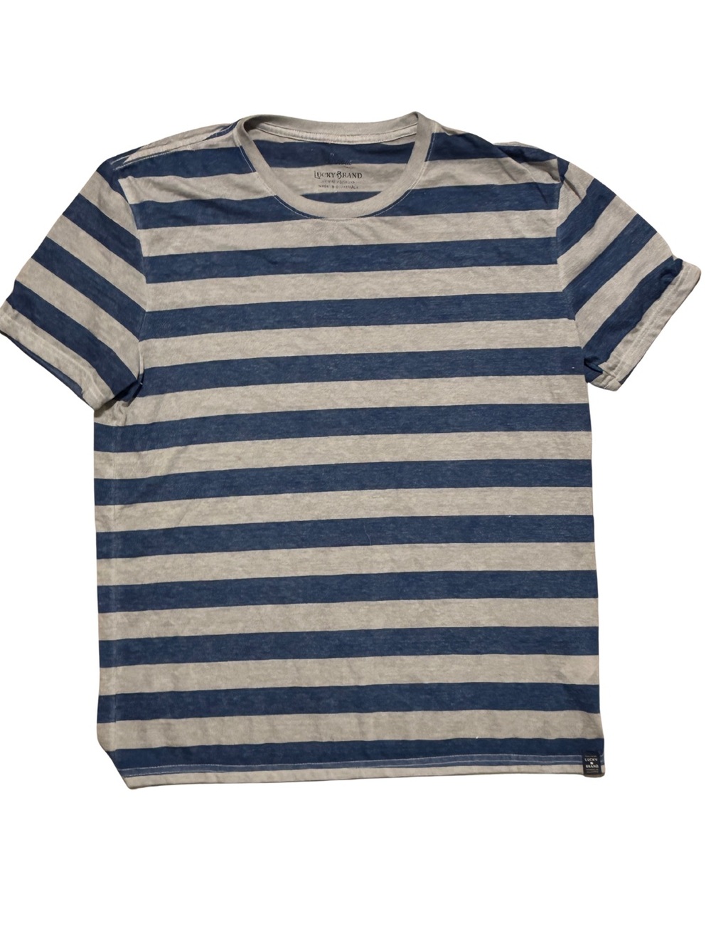 Lucky Brand Navy & Gray Horizontal Stripe Short Sleeve Tee